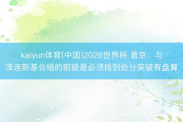 kaiyun体育(中国)2026世界杯 普京：与泽连斯基会晤的前提是必须找到处分突破有盘算