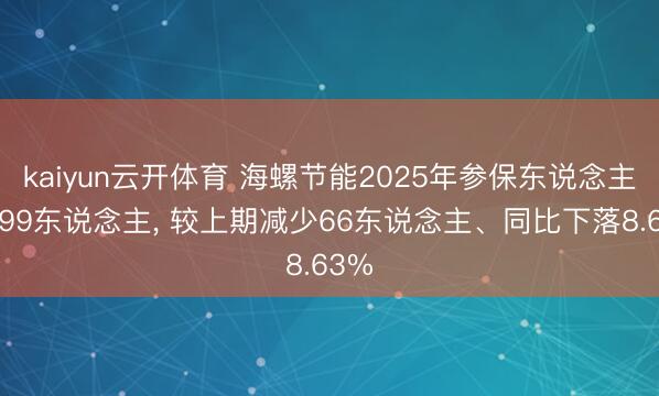 kaiyun云开体育 海螺节能2025年参保东说念主数699东说念主， 较上期减少66东说念主、同比下落8.63%