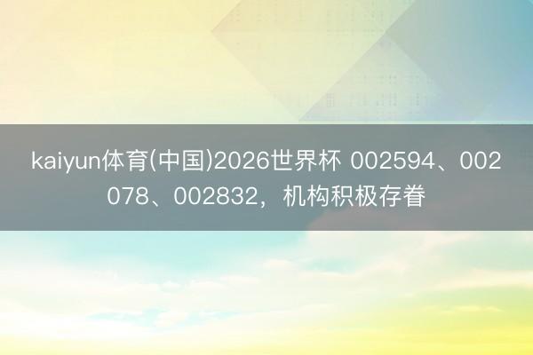 kaiyun体育(中国)2026世界杯 002594、002078、002832,机构积极存眷
